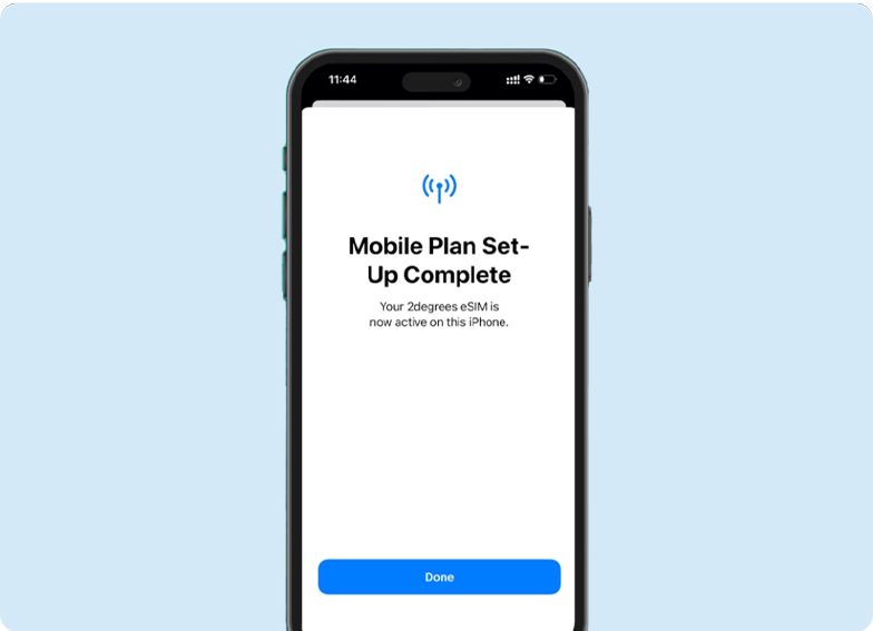 Screenshot after a successfully completed transfer of an eSIM