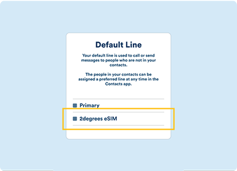 Illustration showing how you can select a default line for when using multiple sims