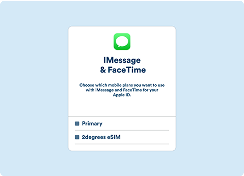 Illustration showing how you can choose the number that you are using for iMessage and Facetime on an Apple phone when you are using multiple sims