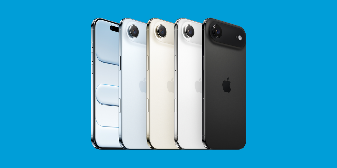 Apple iPhone Air - Compare Banner - September 2025 Image of all of the Apple iPhone Air smartphones in all colours on a blue background