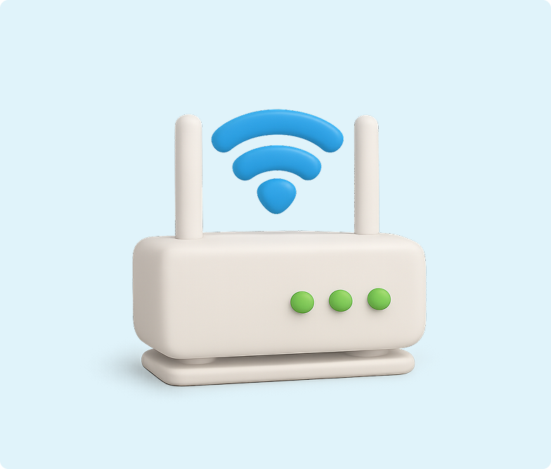 H&S - Broadband Article - Modem 3D emoji of a modem with a wifi signal coming out of the top