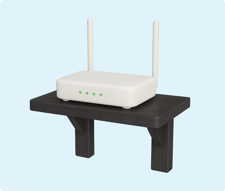 H&S - Broadband Article - Style your modem - Shelf 3D emoji of a modem sitting on a shelf
