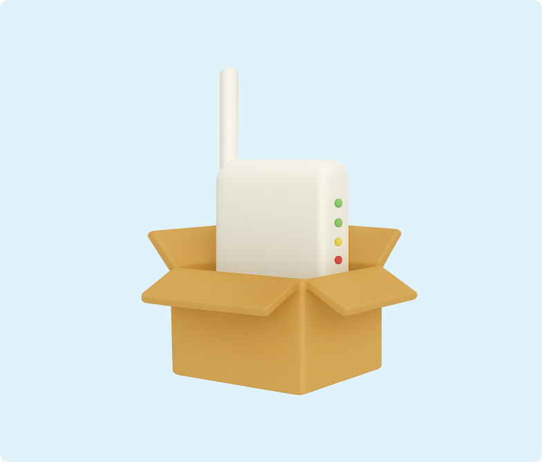 H&S - Broadband Article - Internet Now 3D emoji of a wireless broadband modem in a box
