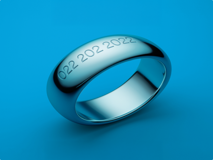Image of a ring with the number 022 202 2022 engraved on it