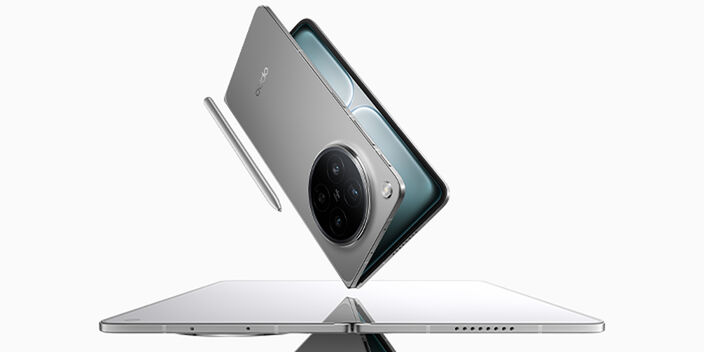 the oppo find n6 mobile phone balancing on its corner